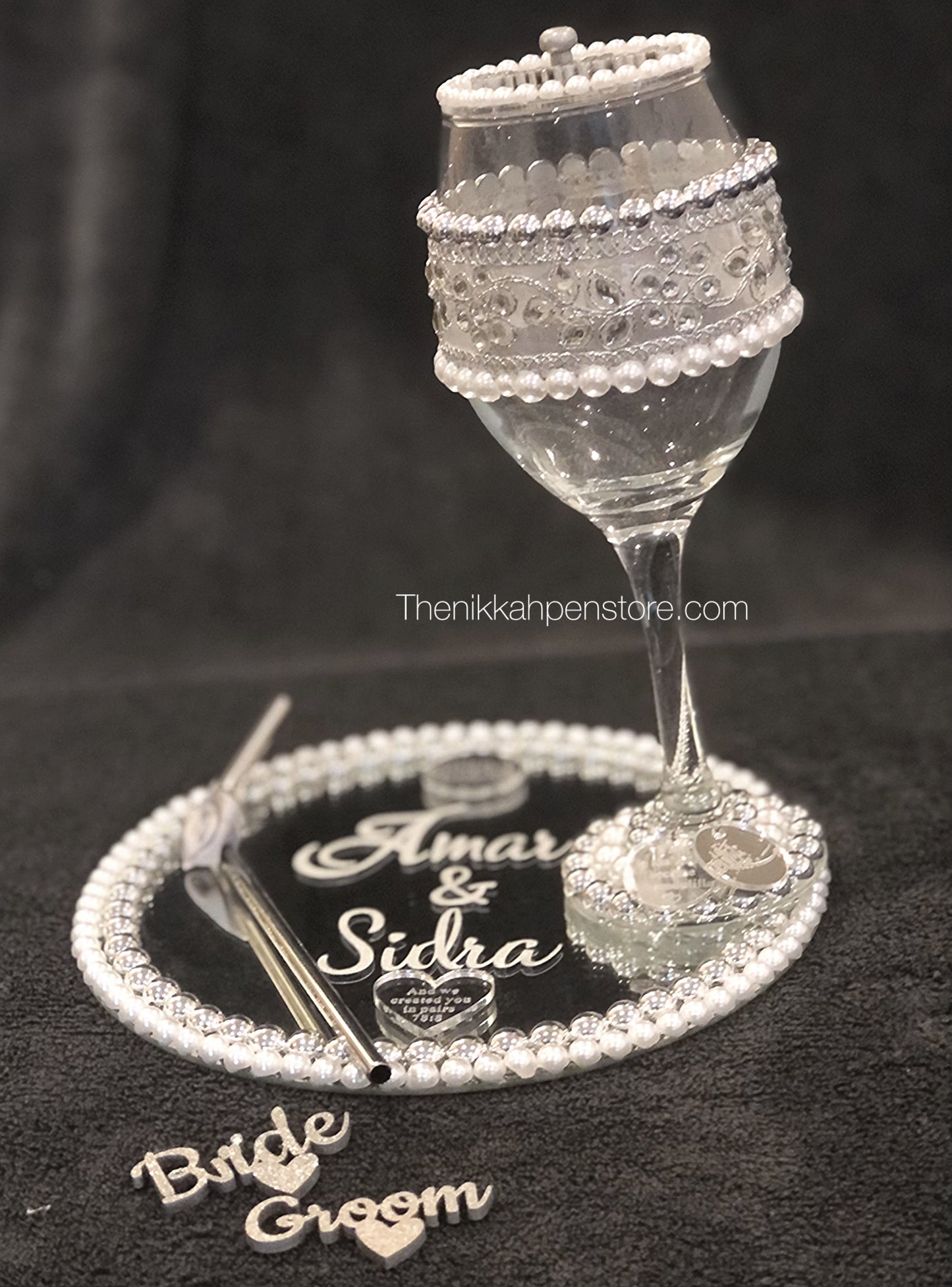 Doodh Pilai Glass.Decorative Wedding Glass. Personalised wedding Gifts. - The Nikkah Pen Store