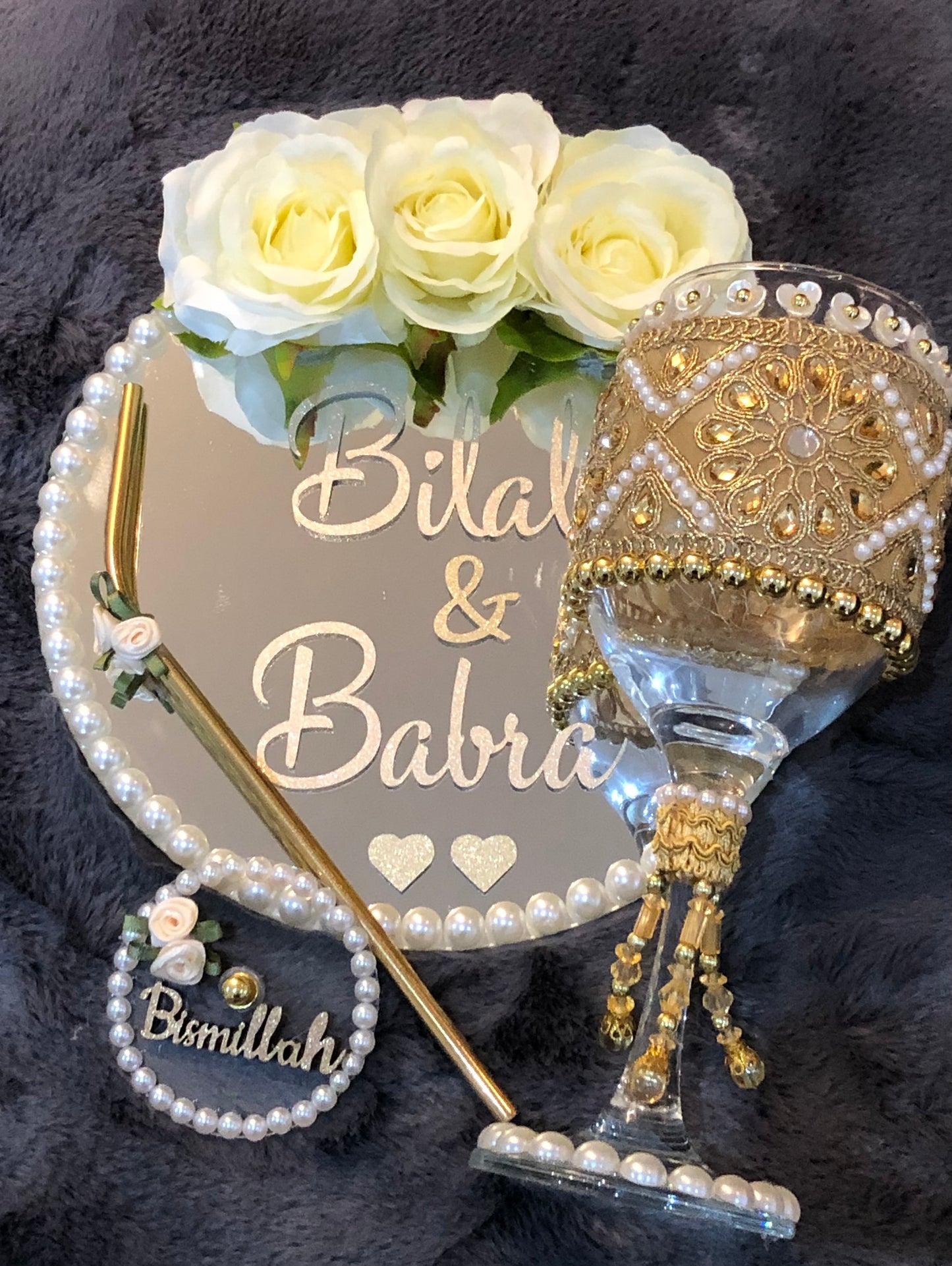 Doodh Pilai Set.Personalised.Wedding Glass.Bride Gifts. - The Nikkah Pen Store