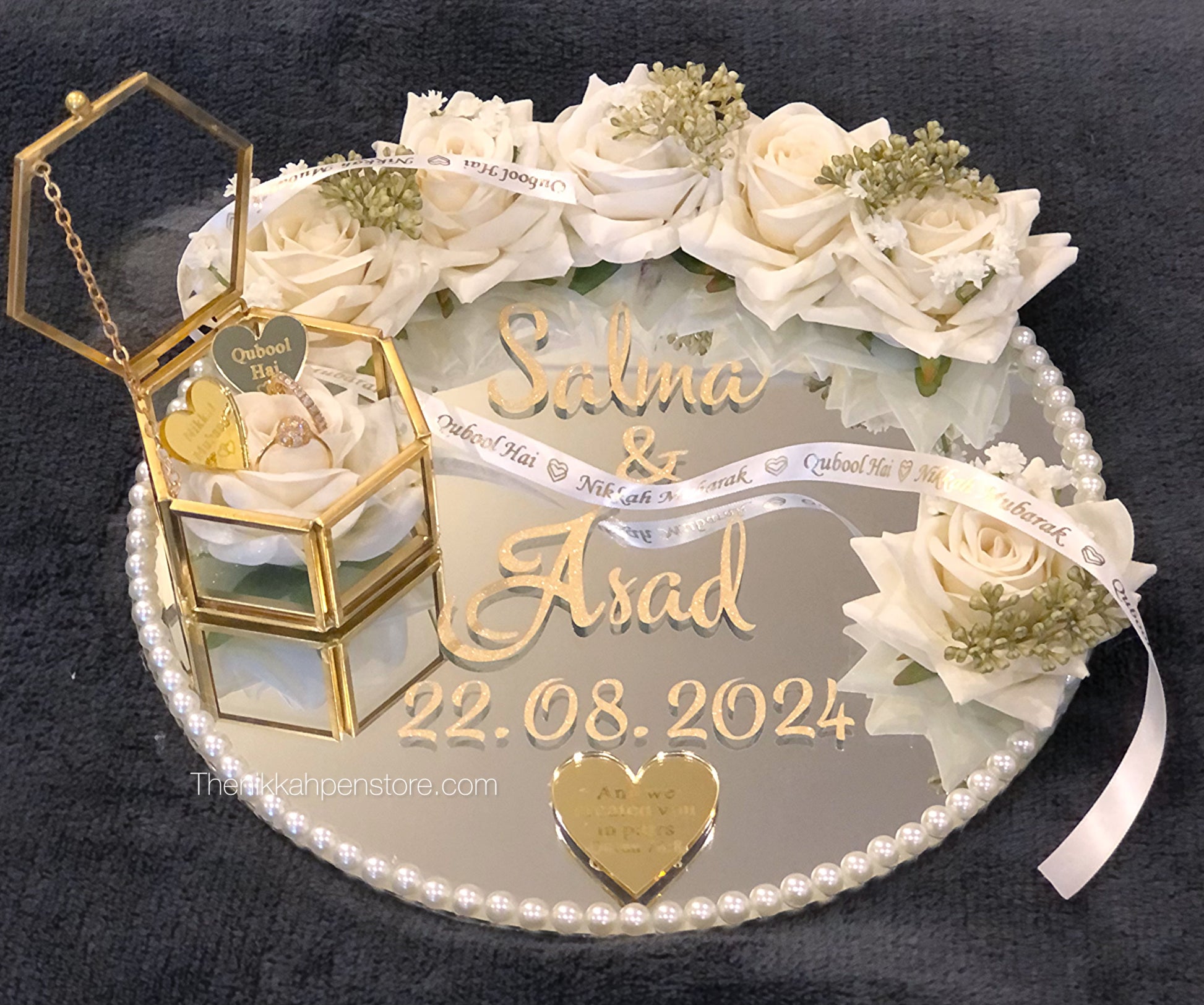 Wedding Ring Tray.Nikkah Ring Tray.Personalised.Engagement Ring tray. - The Nikkah Pen Store